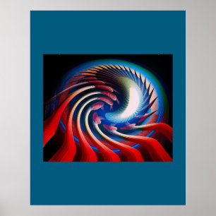 Affiche Rouge blanc et bleu Imaginaire fractal