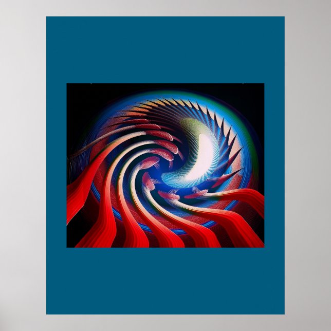 Affiche Rouge blanc et bleu Imaginaire fractal (Devant)