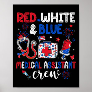 Affiche Rouge Blanc Et Bleu Médicale Équipage Istant Heure