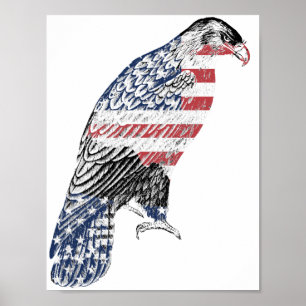 Affiche Rouge Blanc Et Bleu USA Patriotique Eagle Art