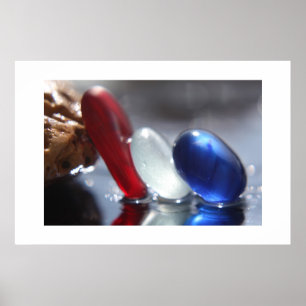 Affiche Rouge blanc et bleu verre de la mer
