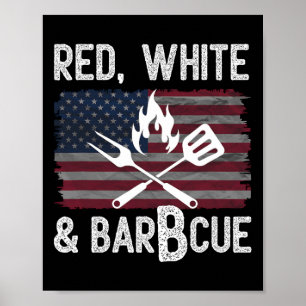 Affiche Rouge Blanc Et Byrbcue Bbq Patriotique 4 Juillet É