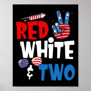 Affiche Rouge Blanc Et Deux Anniversaires 4 juillet Améric