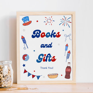 Affiche Rouge Blanc et Échéances Livres et Cadeaux pour Ba