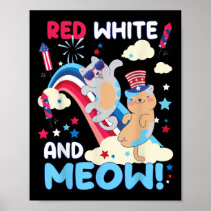 Affiche Rouge, Blanc Et Miaou ! Les Amoureux Des Chats S'A