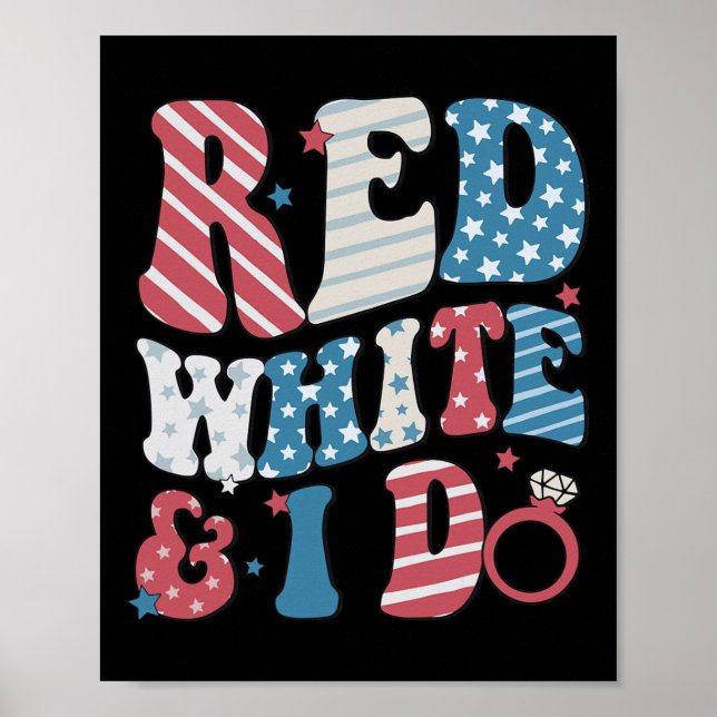 Affiche Rouge Blanc Et Moi La Mariée 4 Juillet Drapeau Amé (Devant)
