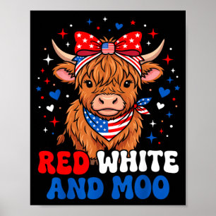 Affiche Rouge Blanc Et Moo Highland Patriotique Fpirate Hé