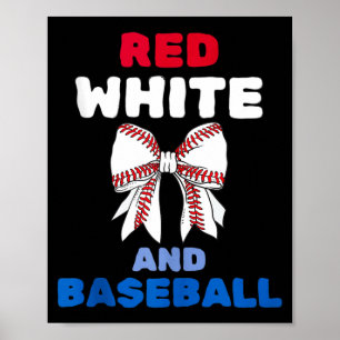 Affiche Rouge blanc et nœud papillon coquette baseball pat