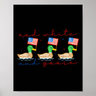 Affiche Rouge Blanc Et Oie 4 Juillet Fête De L'indépendanc
