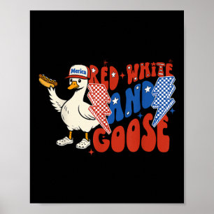 Affiche Rouge Blanc Et Oie 4 juillet Oie Patriotique Ho