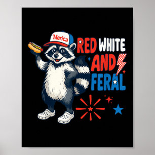 Affiche Rouge Blanc Et Sauvage Drôle De Raton Laveur Patri