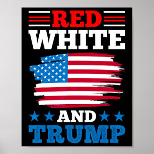 Affiche Rouge Blanc Et Trump - Drapeau Américain Pro-trump