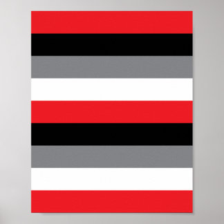 Affiche Rouge blanc gris noir Motif de bande horizontale