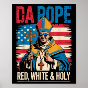 Affiche Rouge Blanc Saint Pape D'Amérique Chicago Pape L