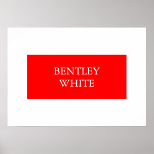 Affiche Rouge Blanc Tendance Simple Élégant Votre Nom