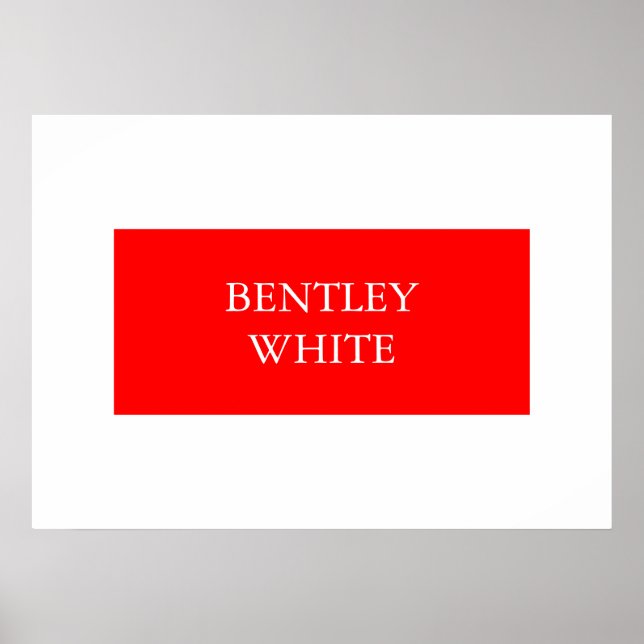 Affiche Rouge Blanc Tendance Simple Élégant Votre Nom (Devant)