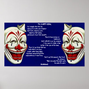 AFFICHE ROUGE, BLANCHE, et de BLEU de CLOWNS avec