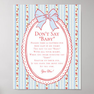 Affiche Rouge & Bleu Vintage Fantaisie Florale Ne Dis Pas 