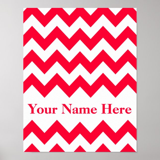 Affiche Rouge Bold Chevron avec monogramme (Devant)