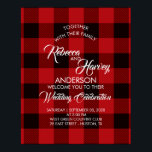 Affiche rouge buffle plaid rustique mariage d'hiver bienve<br><div class="desc">signe de mariage rustique d'hiver de buffle rouge.</div>