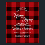 Affiche rouge buffle plaid rustique mariage d'hiver bienve<br><div class="desc">signe de mariage rustique d'hiver de buffle rouge.</div>