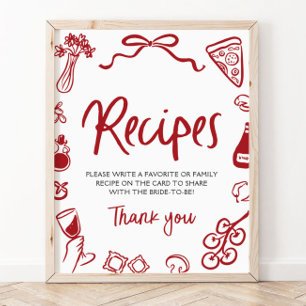 Affiche Rouge C'est l'Amour Recettes Italiennes Fantaisist