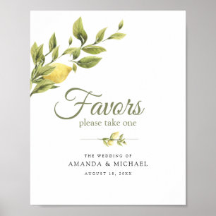 Affiche Rouge Citrons Vert Blanc Mariage Faveur Signal