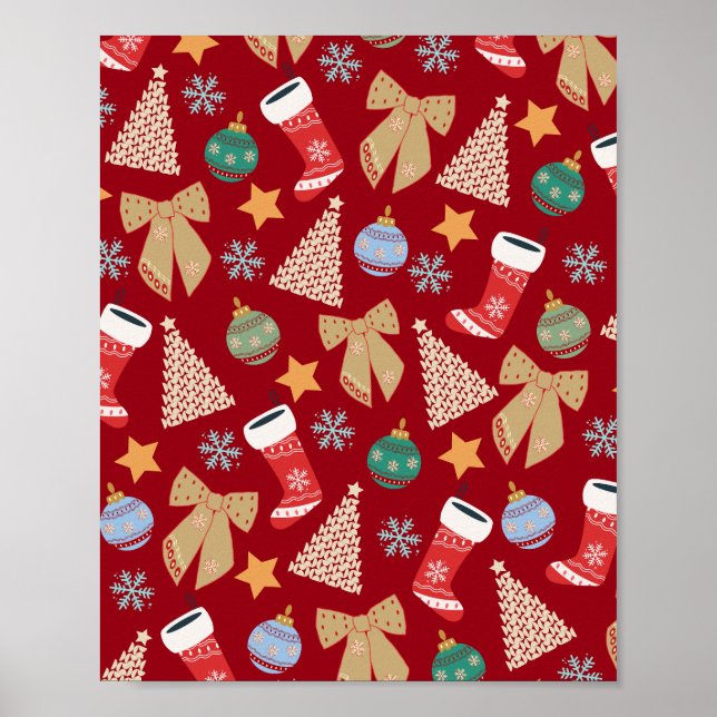 Affiche Rouge de Noël mignon (Devant)