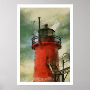 Affiche rouge de phare