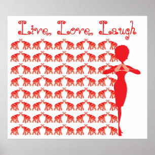 Affiche rouge d'éléphant