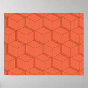 Affiche Rouge, dynamique, rétro, cool tendance ligne cube