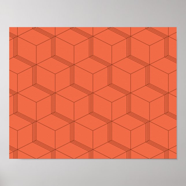Affiche Rouge, dynamique, rétro, cool tendance ligne cube  (Devant)