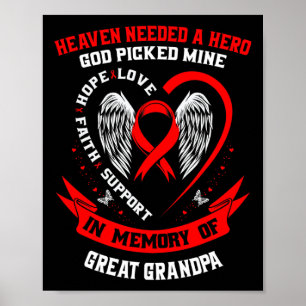 Affiche Rouge En Mémoire De Grand-Père Maladie Cardiaque C