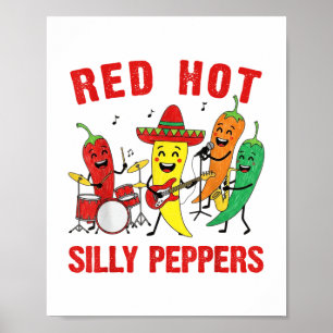Affiche Rouge épicé Hot Silly Peppers Band Parody Chili Pa