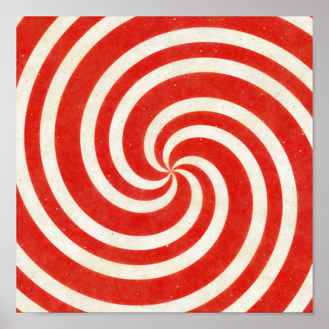 Affiche Rouge et blanc Dizzy Candy Swirl (Devant)