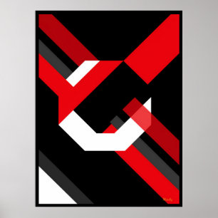 Affiche Rouge et blanc Hexagon Bauhaus Conception minimali