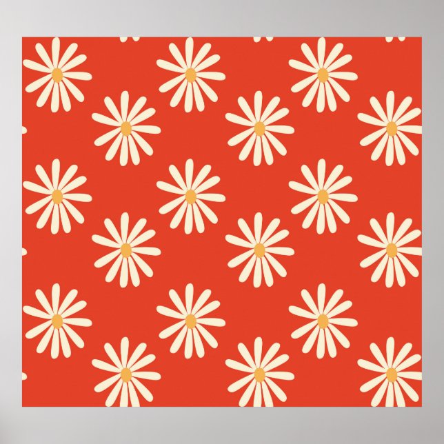 Affiche rouge et moutarde années 1970 super rétro rétro fl (Devant)