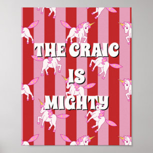 Affiche rouge et rose irlandais Le craic est puiss