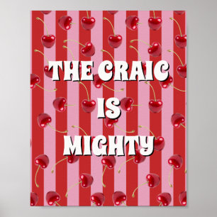 Affiche rouge et rose irlandais Le craic est puiss