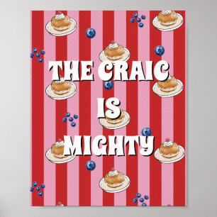 Affiche rouge et rose irlandais Le craic est puiss