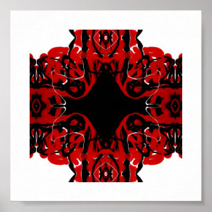 Affiche Rouge Éternel Abstrait Peinture Acrylique Fluid Ar