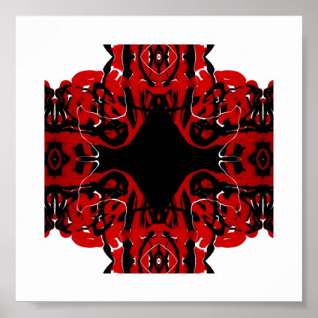 Affiche Rouge Éternel Abstrait Peinture Acrylique Fluid Ar (Devant)