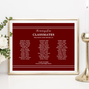 Affiche Rouge foncé en mémoire des camarades de classe Réu