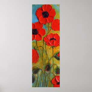 Affiche rouge grande de beaux-arts des pavots de