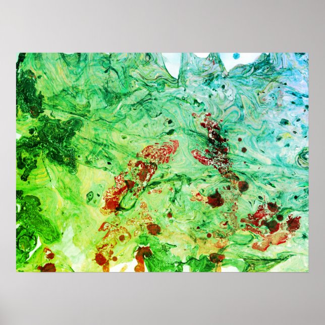 Affiche Rouge Jaune Bleu Vert moderne Art Abstrait tendanc (Devant)