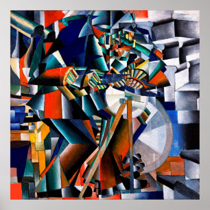 Affiche Rouge Jaune Vert Bleu Blanc Gris Abstrait