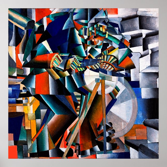 Affiche Rouge Jaune Vert Bleu Blanc Gris Abstrait (Devant)