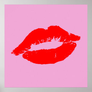 Affiche Rouge lèvres Kiss Mod Pop Art Personnalisé Couleur