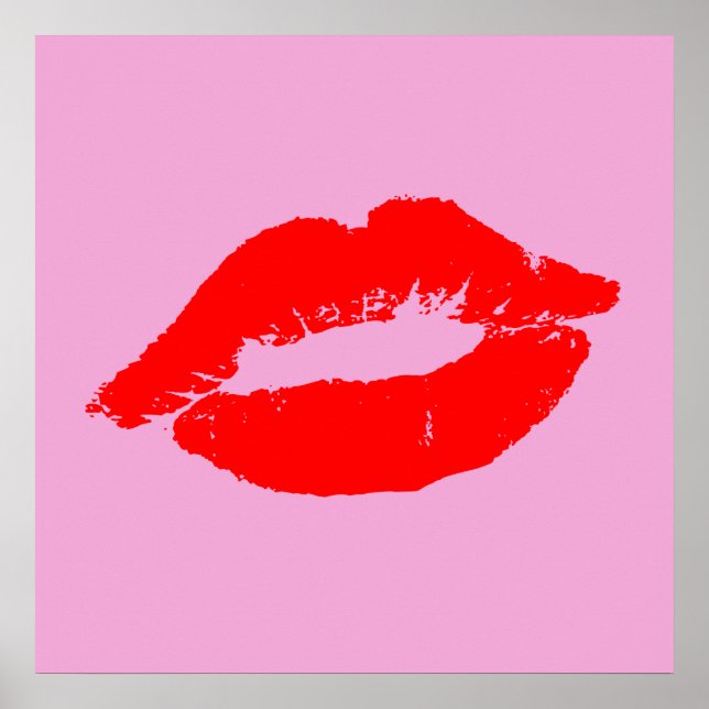Affiche Rouge lèvres Kiss Mod Pop Art Personnalisé Couleur (Devant)