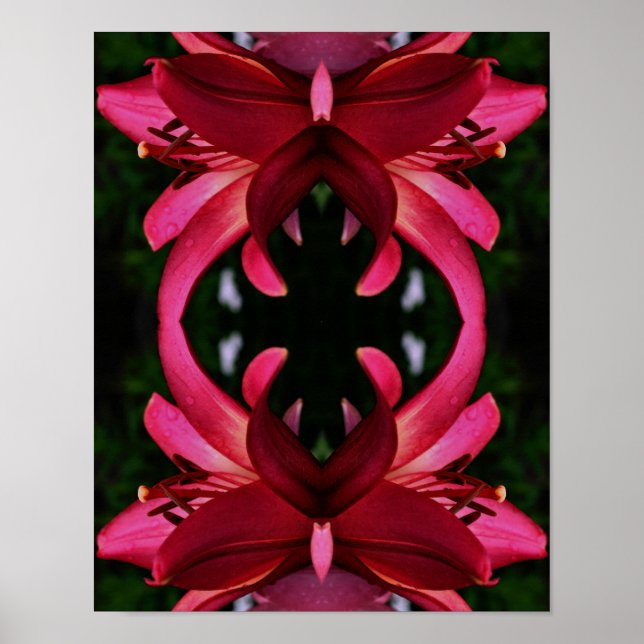 Affiche Rouge Lily Flower Art Abstrait (Devant)